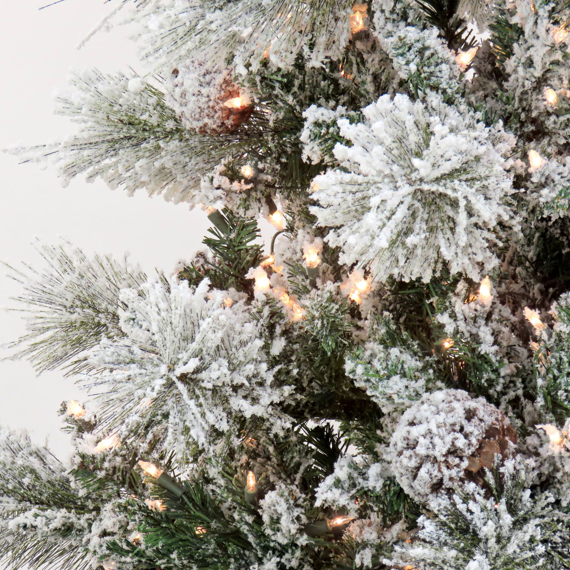 6.5ft. Pre-Lit Snowy Yorkshire Artificial Christmas Tree, Clear Lights